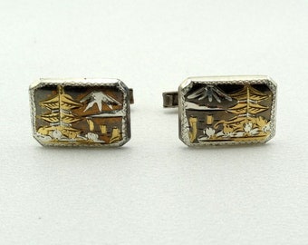 Vintage Japanese Cloisonne Sterling Silver Cufflinks. FREE SHIPPING! #JAPAN-CL1