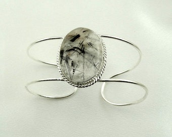 Clean Sterling Silver And Rutile Quartz Cuff Bracelet FREE SHIPPING! #RUTILE-ELP2