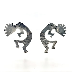 Kolczyki Vintage Navajo Kokopelli ze srebra próby 925 Darmowa wysyłka! #PELLI-ERG9