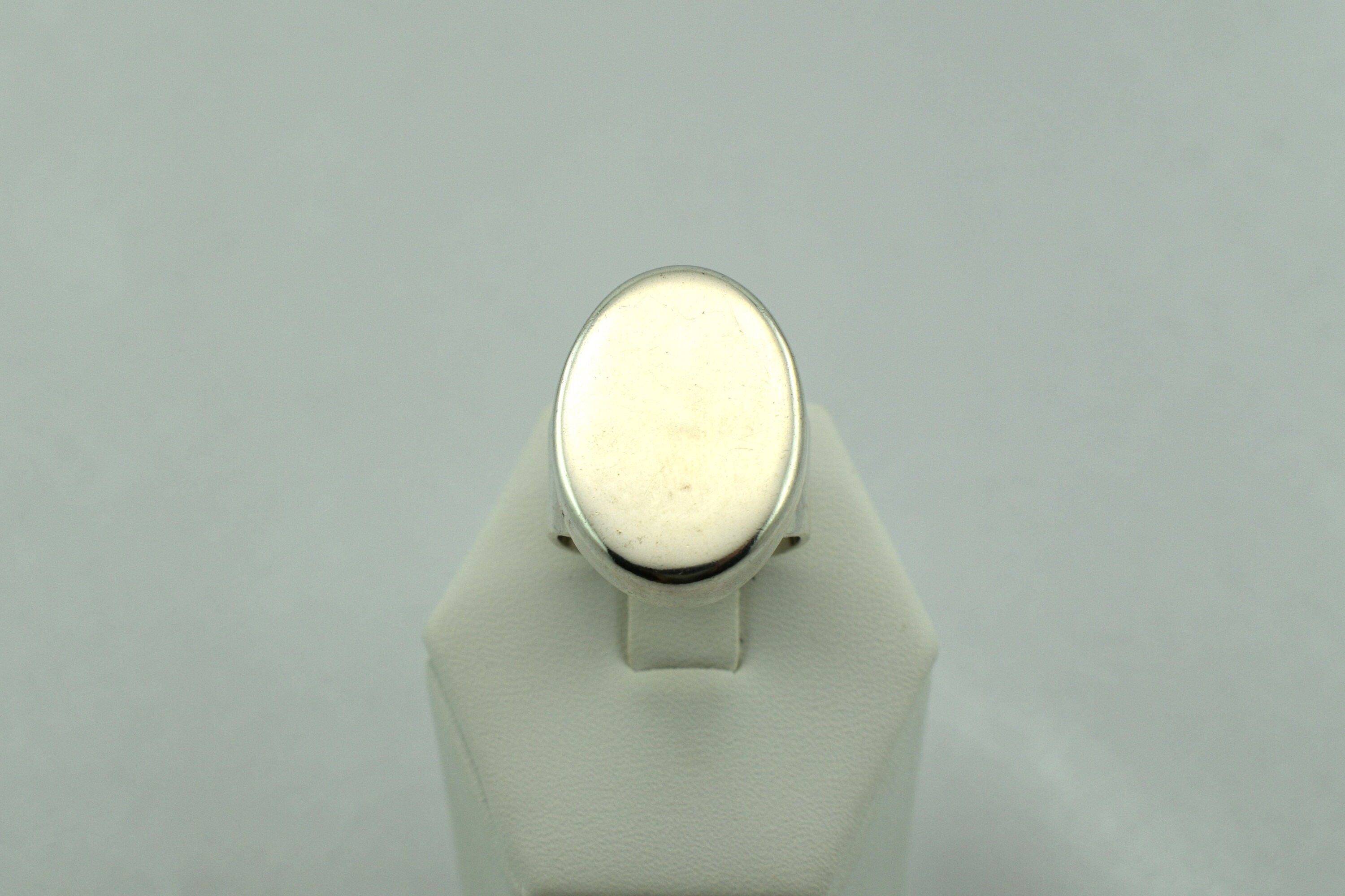 Large Vintage Hand Made Hollow Oval Top Sterling Silver Ring