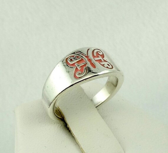Vintage Sterling Silver Butterfly CTR  Band/Ring … - image 4