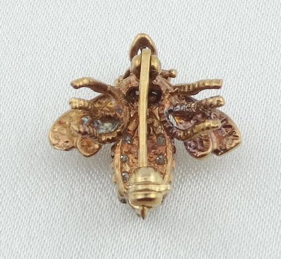 Dazzling 14K Yellow Gold Bee Brooch With Fine Dia… - image 5
