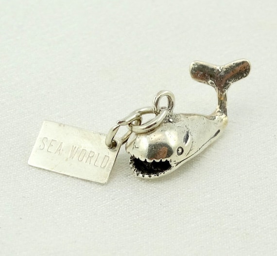 Whale Sea World Vintage Sterling Silver Charm FRE… - image 2