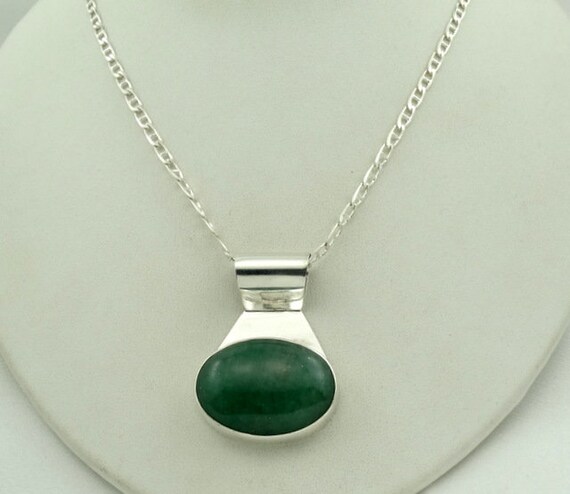 Simple Green Aventurine Vintage Sterling Silver P… - image 6