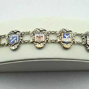Lovely Vintage Enamel and Sterling Silver Cities In France Link Bracelet FREE SHIPPING! #NICE-LB7
