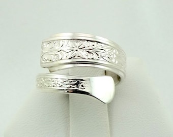 Real Vintage Floral Design Band Hand Made Sterling Silver Adjustable Size 7 Spoon Ring FREE SHIPPING! #SQFLR3-A11-SPR4