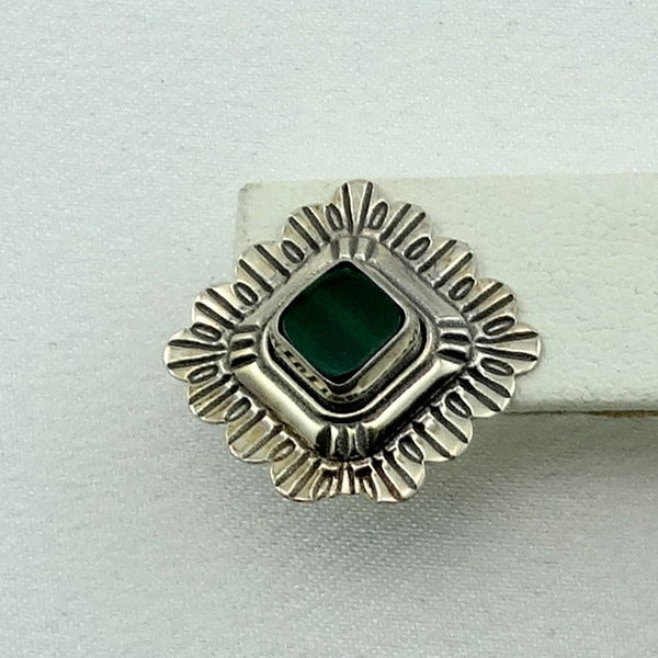 Vintage "Q.T." Quoc Turquoise Company Southwest Native American Sterling Silver Malachite Stud Earrings FREE SHIPPING! #QTM-ERG5