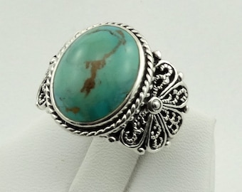 Vintage Decorative Green Turquoise and Sterling Silver Ring FREE SHIPPING! #NOA-NAR1