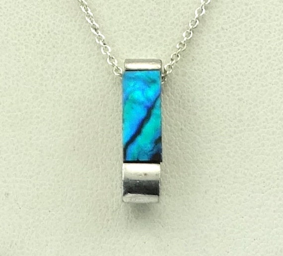 Gorgeous Abalone Shell Inlay Sterling Silver Pend… - image 1