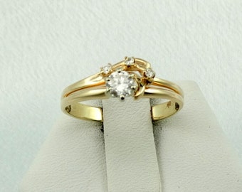 Lovely Vintage 14K Gold and Diamond Wedding Set. Engagement Ring and Fitted Wedding Band Size 8 1/2 FREE SHIPPING!  #SET85-WS