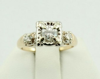 Beautiful Vintage 1950's 14K Gold and Diamond Engagement Ring Size 7 FREE SHIPPING!  #1950-GR7