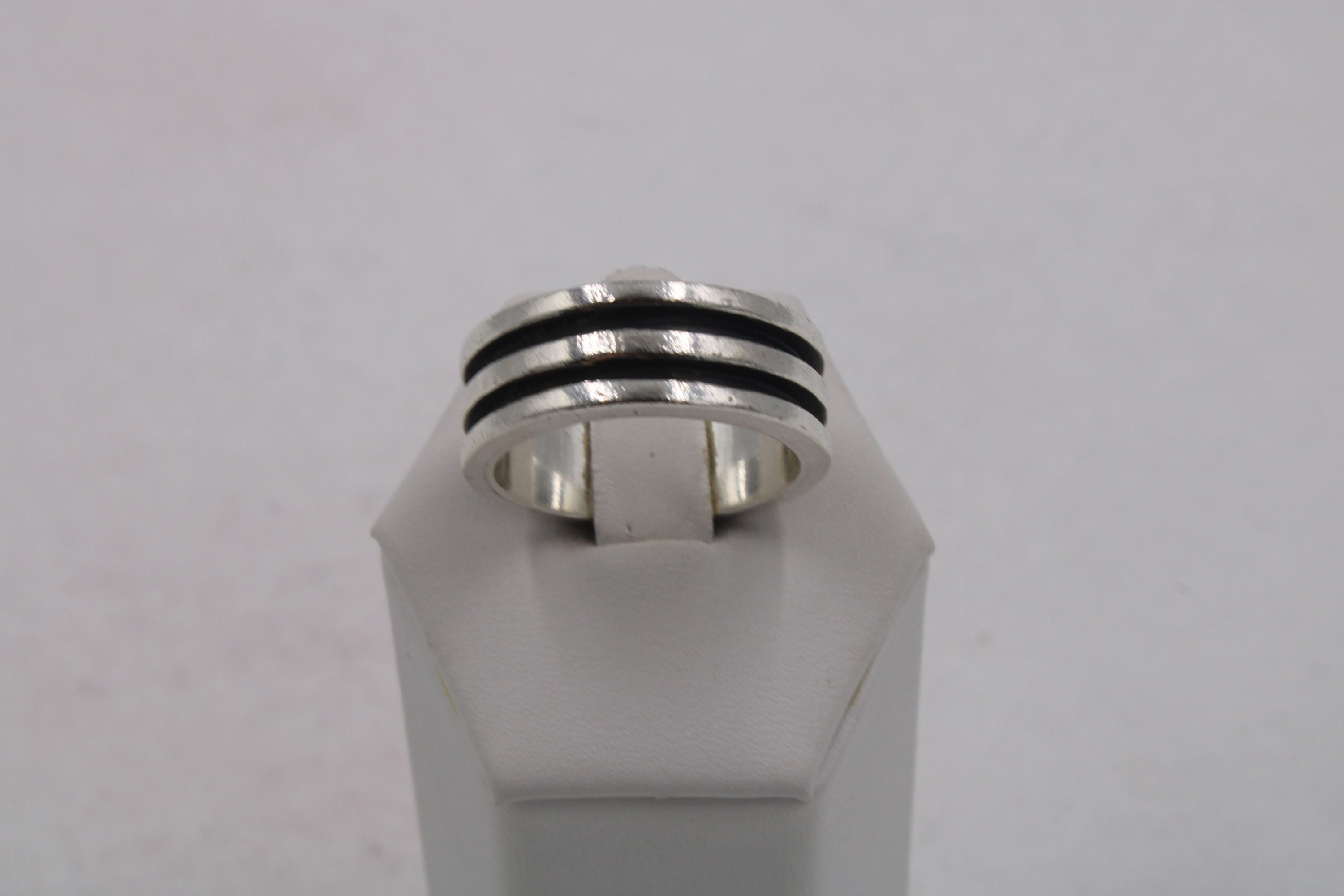 Handsome Sterling Silver Double Line Ring Size 10 1/2 FREE