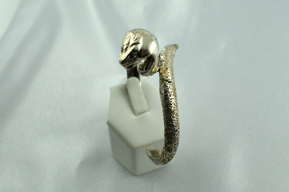 Substantial Solid Sterling Silver Snake With Red … - image 4