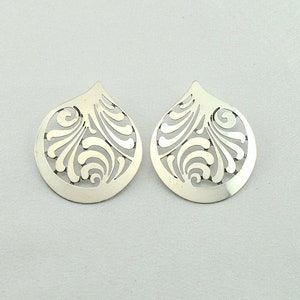 Unique & Beautiful Large Vintage Stamas Cut-Out Design Sterling Silver Push Back Earrings FREE SHIPPING! #STAMAS-ERG17