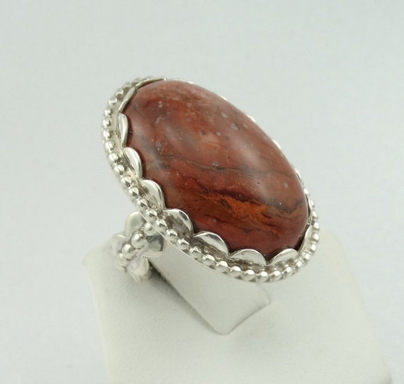 Stunning Jasper Vintage Detailed Sterling Silver … - image 3