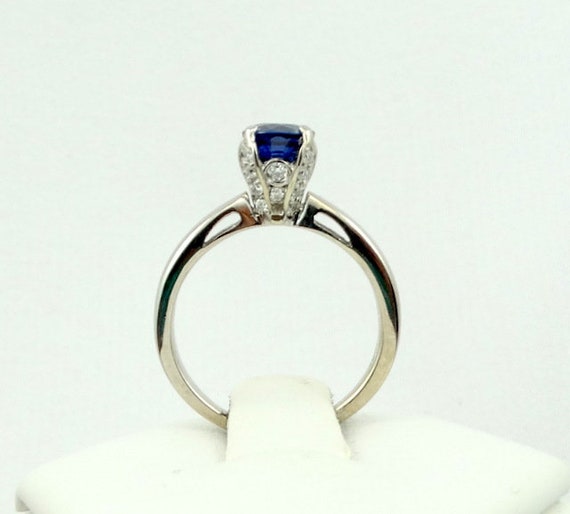 Natural Deep Blue Sapphire With Diamond Gallery A… - image 2