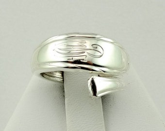 Real Gorham Vintage Decorative Sterling Silver Spoon Ring with Initial "MBF" Adjustable Size Free Shipping! #MBF4-SR13