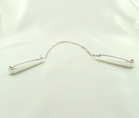 Antique Sterling Silver 'clothes Pin' Baby Bib Clip by