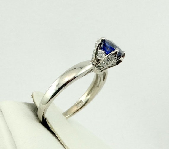 Natural Deep Blue Sapphire With Diamond Gallery A… - image 5