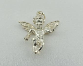 Vintage Winged Angel Charm In Solid Sterling Silver FREE SHIPPING! #ANGEL2-CM1
