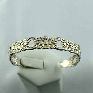 Mooie antieke decoratieve bloemen sterling zilveren manchet armband GRATIS VERZENDING! #ATQFLR-CF9