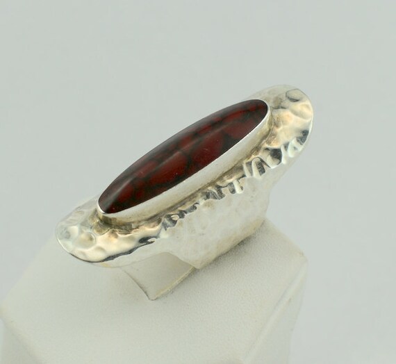 Unusual Vintage Stone Cabochon In A Long Hand Ham… - image 2