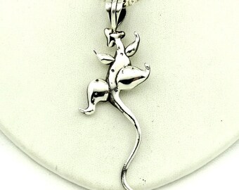 Large Hand Made Sterling Silver Lizard Pendant FREE SHIPPING! 24 Inch Sterling Silver Chain Included! #LIZARD16-SPC16