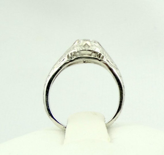 Stunning Victorian Era Platinum Ring With A .42 C… - image 6