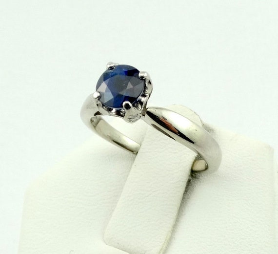 Natural Deep Blue Sapphire With Diamond Gallery A… - image 1