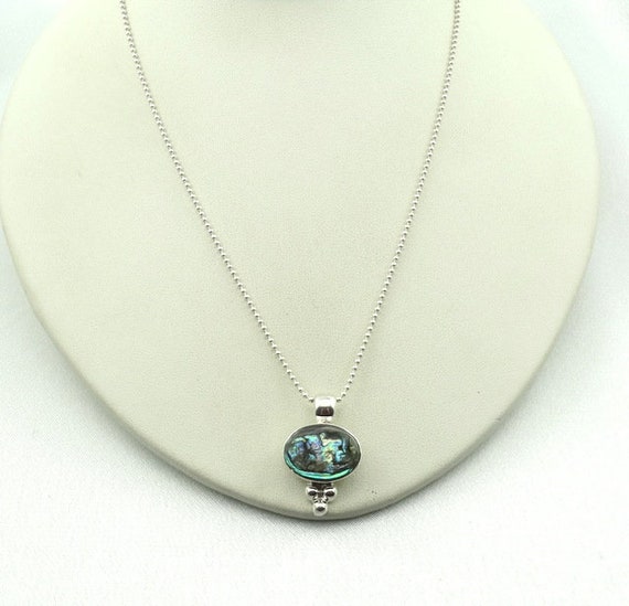Gorgeous Shining Abalone Shell Sterling Silver Vi… - image 2