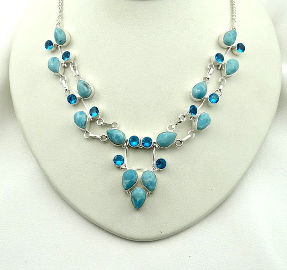 Beautiful Vintage Light Blue Larimar and Blue Top… - image 1