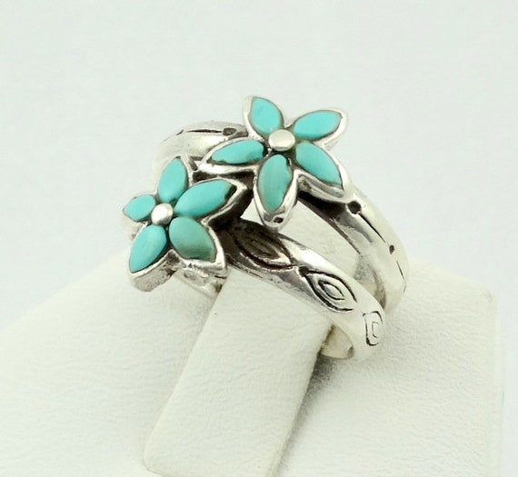 Lovely Vintage Sterling Silver and Turquoise Flow… - image 4