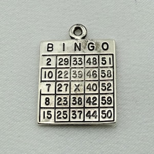 Tarjeta de bingo Vintage plata esterlina encanto envío gratis!  #BING-CM21