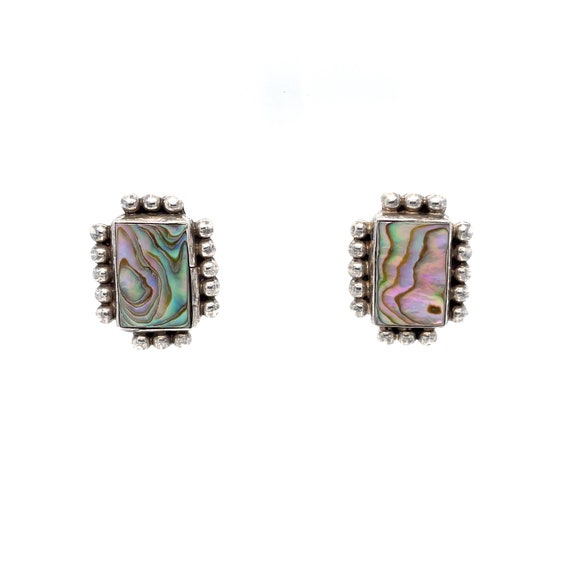 Elegant Rectangular Abalone No-pierce Earrings Wi… - image 1