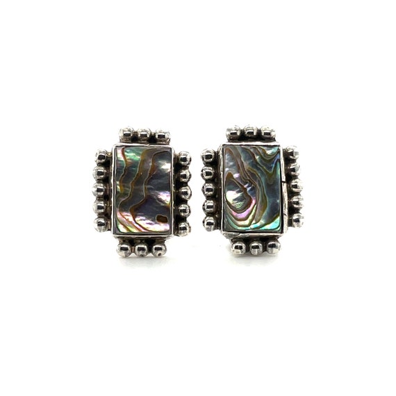 Elegant Rectangular Abalone No-pierce Earrings Wi… - image 2
