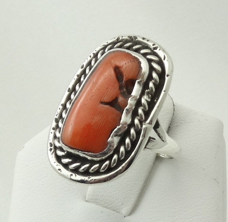 Vintage Natural Red Coral Sterling Silver Southwest Native Etsy