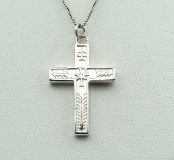 Reversible Solid Sterling Silver Vintage Cross On… - image 1