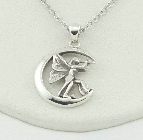 Fairy Moon Sterling Silver Pendant FREE SHIPPING!… - image 1