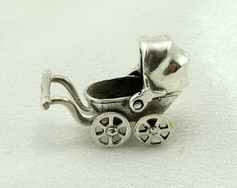 Baby Carriage Vintage Sterling Silver Charm FREE SHIPPING!  #BACA-CM27