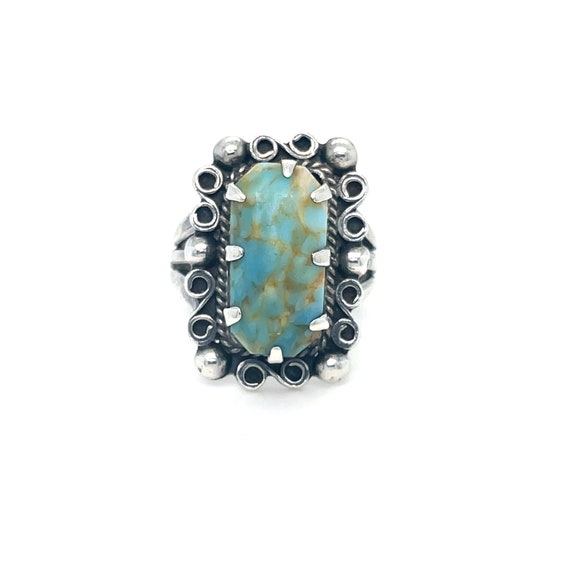 Rectangular Royston Turquoise Ring Size 6 1/2 FRE… - image 6