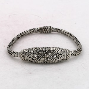 Substantiële zware geweven sterling zilveren decoratieve link 7 1/2 &quot;lengte armband GRATIS VERZENDING! #WOVEN7-LB1