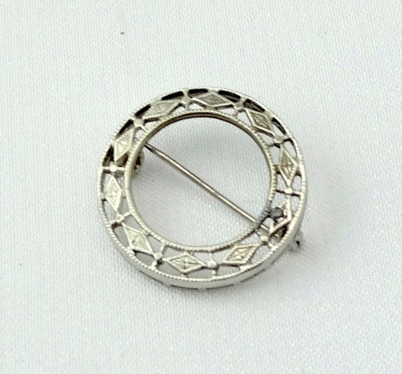 Delicate Vintage Sterling Silver Circle Brooch FR… - image 2