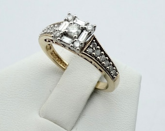Lovely Vintage Keepsake Diamond 14K Yellow And White Gold Engagement/Wedding Ring Size 6 3/4 FREE SHIPPING! #YGKHR5-GR7