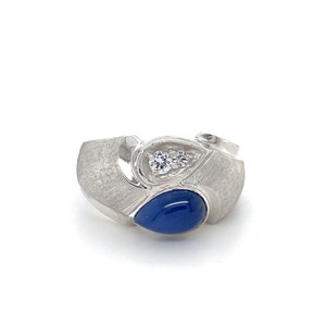 Stern Saphir Und Diamant 10K Weißgold Ring Gr. 9 KOSTENLOSER VERSAND! #WGSTAR-GR8