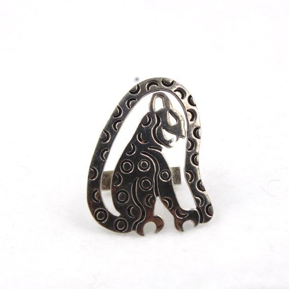 Unique Leopard Solid Sterling Silver Vintage Cuff… - image 5