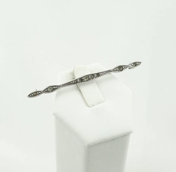 Elegant Long Vintage Sterling Silver  and Rhinest… - image 3