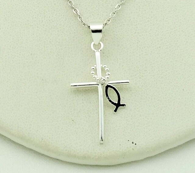 Fishing cross necklace sale