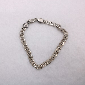 Vintage zware platte link 8 1/2" ketting Sterling zilveren armband GRATIS VERZENDING! #FLAT85-LB2