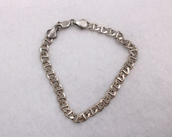 Vintage zware platte link 8 1/2" ketting Sterling zilveren armband GRATIS VERZENDING! #FLAT85-LB2