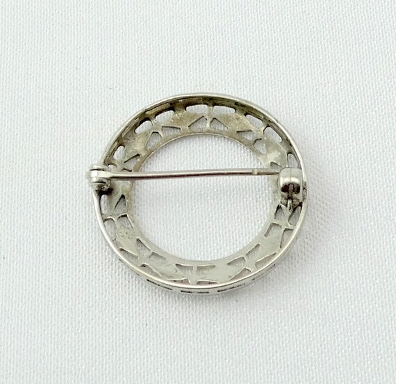 Delicate Vintage Sterling Silver Circle Brooch FR… - image 5